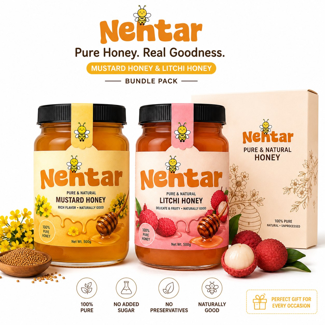 Nehtar Honey Bundle (Litchi & Mustard)
